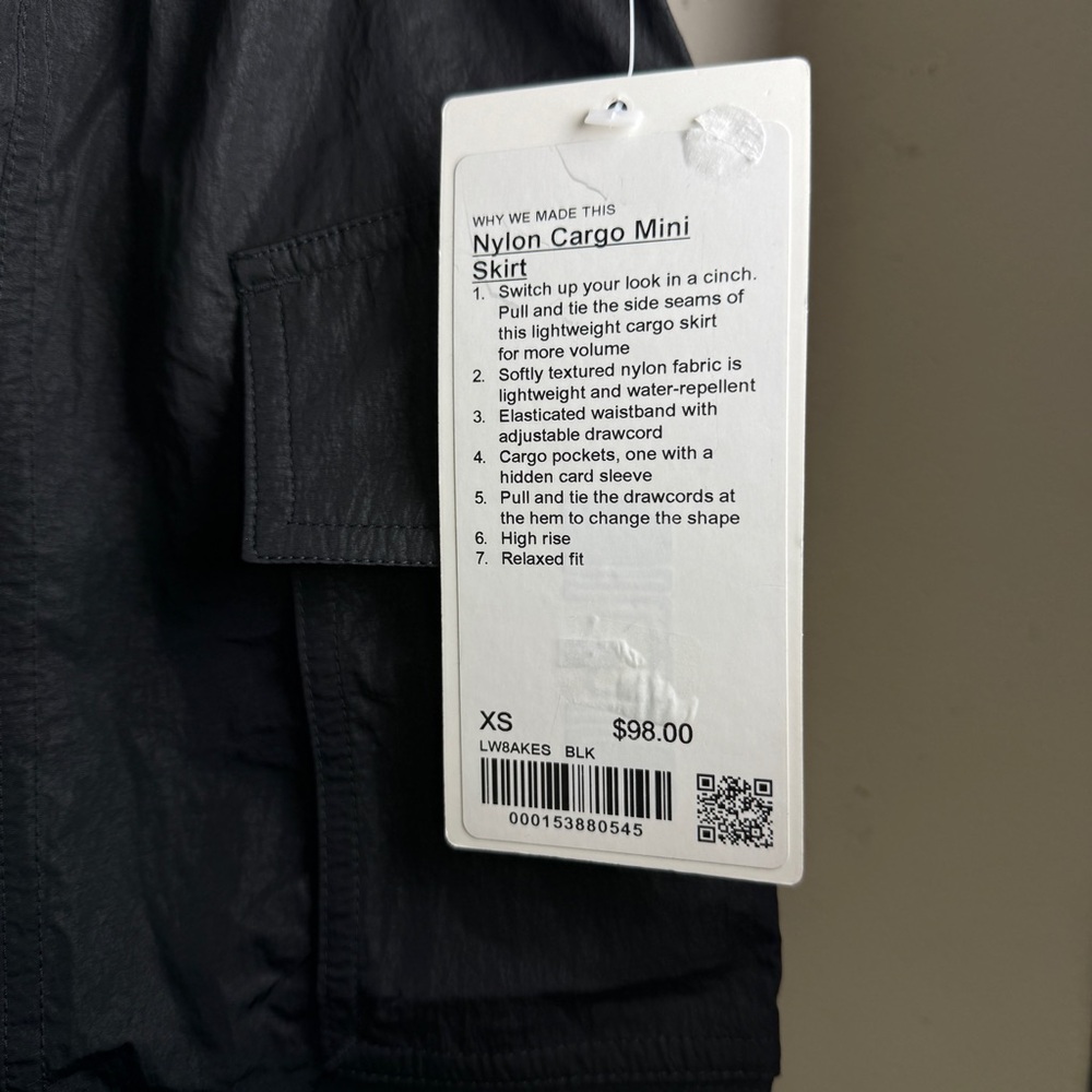 Lululemon Nylon Cargo Mini Skirt Women’s Black XS New - Picture 9 of 9
